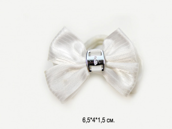 Бант арт. 709999/KP-5769-2 Белый полоска продольная с Н-пряжкой на резинке (24 шт.) на листе