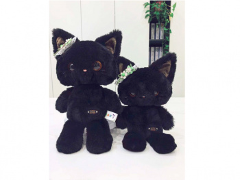 им Кот арт. 209069 Черный красивые глазки 30 см в пак.