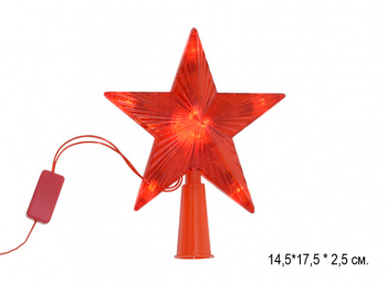 Верхушка электр. арт. 2019-4 Звезда красная 14 см в пак.