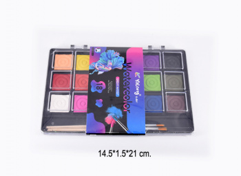 кц_Краски акварельные арт. YL222210-18 Набор 18 цветов с 2 кистями в пластиковой подложке