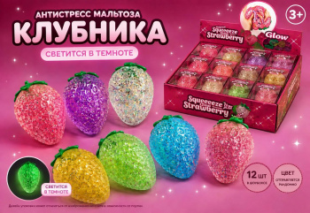 Антистресс арт. 209550 Мальтоза "Клубника" свет. в темноте 1 шт. в кор. цвета микс (12 шт.) шоубокс