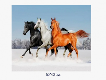 Алмазная мозаика арт. MD5104 Лошади 40*50 полная выкладка без подрамника