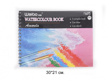 кц_Скетчбук арт. WB-95601 Альбом 30 л. А4 горизонтальный на пружине 160 гр.