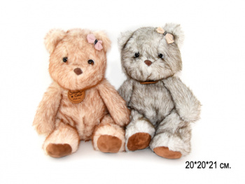 им Медведь арт. 209183 Пестрый с бантом на ухе 20 см цвета микс в пак.