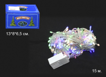 Гирлянда электр. арт. B3-1-501 Цветная 15м бел.провод 300 ламп  в кор.