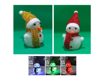 Снеговик арт. 64757-601-502 В колпаке и шарфе свет. (12 шт.) в пак.