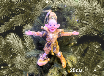 Игрушка арт. BJ24-S/JL25-4-601 Эльф мальчик в золотисто-желтом костюме 20 см в пак.