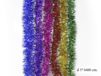Мишура арт. 2#-2-007 d 5 см Цветная с серебристыми кончиками 1,6 м 2 шт.