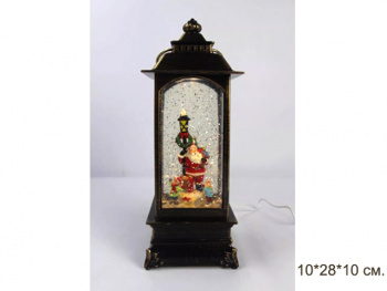 Фонарь Новогодний арт. D8029-2-2-601 "Хоровод. Дед Мороз у фонаря" свет, музыка, USB в кор.