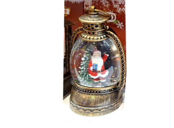 Фонарь Новогодний арт. 690814-1-502 "Дед Мороз у елки" на батар. 13 см в кор.