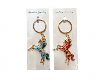 Брелок арт. KLC6227-709 Лошадь цветные стразы металл цвета микс (12 шт.) в пак.