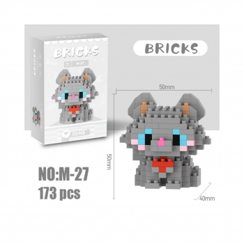 Конструктор арт. M-27-805 Микро Кошка серая 173 дет. в кор.