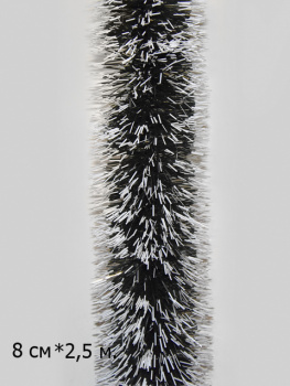 Мишура арт. 27#007 d 8 см Темно-зеленая с белыми кончиками 2,5 м