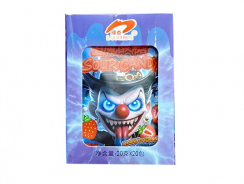 Конфета арт. 102217 "Клоун" кислая вкус клубника 20 г в пак. 20 шт. в кор.*#