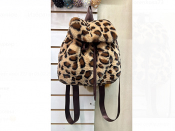 Рюкзак арт. 404-209 "Леопард" меховой на шнурке, цвета микс в пак.