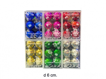 Шары арт. 190615-601 Набор 6 шт. d-6 см в кор. цвета микс
