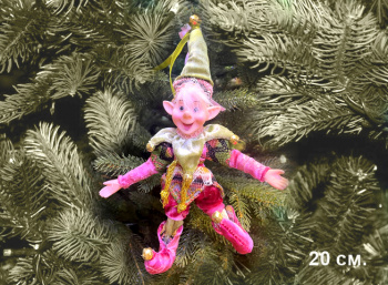 Игрушка арт. BJ30-S/JL25-2-601 Эльф мальчик в розовом костюме 20 см в пак.