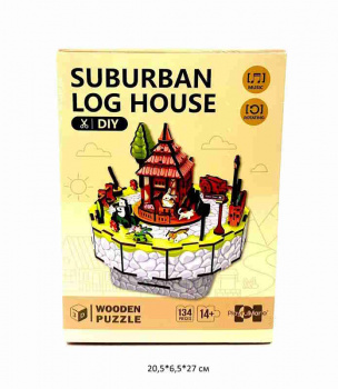 Пазл арт. 68053 "Теремок" 3D дерев. свет, вращение в кор._