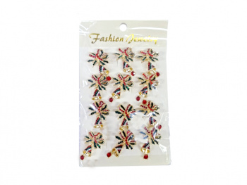 Брошь арт. 30395/XZ2036-2-709 Колокольчик золото стразы Набор 12 шт. в пак.