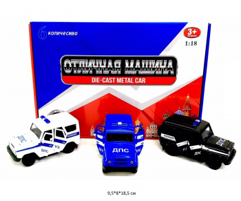 Модель металл. арт. 688-4A УАЗ ДПС цвета микс (6 шт.) шоубокс_ Модель металл. арт. 688-4A УАЗ ДПС цвета микс (6 шт.) шоубокс_