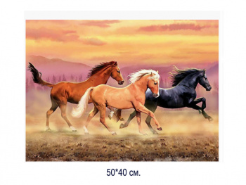 Алмазная мозаика арт. MD5106 Лошади 40*50 полная выкладка без подрамника