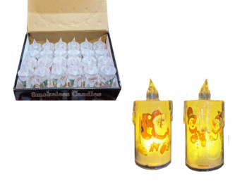 Свеча Новогодняя арт. JYB690833-502 "Огонек" с рисунком ассорти 3,7*8 см (24 шт.) в кор.