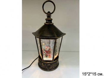 Фонарь Новогодний арт. 24077B-2-601 "Дед Мороз" свет, музыка, USB в кор.