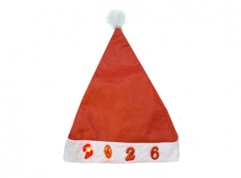 Колпак новогодний арт. 618102-502 Красный 2026 свет (12 шт.) упаковка