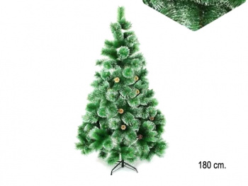 Елка 180 см арт. 2034-601-180 Зеленая пушистая №15 со снегом, шишками в кор.