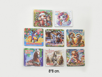 Магнит арт. 401555 Квадратный Лошадь 1 шт. ассорти (60 шт.) 