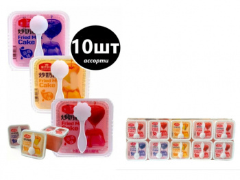 Желе арт. 500661 Фруктовое в баночке с ложечкой вкусы микс 10 шт. упаковка#