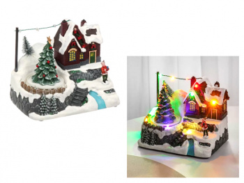 Сувенир Новогодний арт. H538-2-601 "Мальчик у елки" свет 18*15 см в кор.